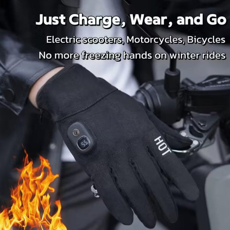 Electric Heated Gloves with Detachable Thumb and Index Finger, Three Temperature Settings, Rechargeable Hand Warmer, Insulated Gloves, Cycling Gloves, 3000Mah Battery (Removable for Cleaning), Ideal for Cycling, Gaming, and More, Christmas Gift