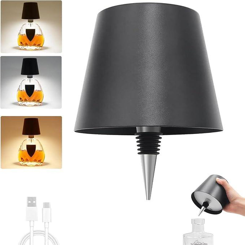 Wireless Wine Bottle Lamp 3 Color Temperature Wine Bottle Lamp Stepless Dimming LED Wine Bottle Lamp Wireless Lamp Suitable for Bedroom Restaurant Bar