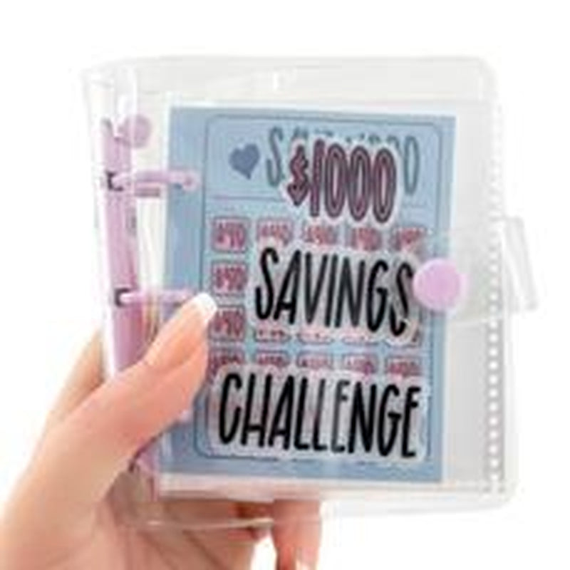 Savings Challenge Binder, 1 Count Reusable Budget Book with Cash Envelope, Clear Cover Budget Planner with Money Storage Bag, Budget Planner for Home Office, Girly Office Supplies, 2024 School Supplies
