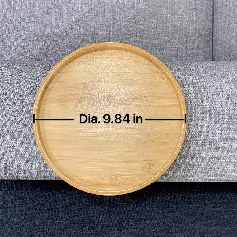Wooden Sofa Armrest Tray Circular Clip on Breakfast Tray Home Use Foldable Sofa Side Table Snack Tray Integrated Storage Tray