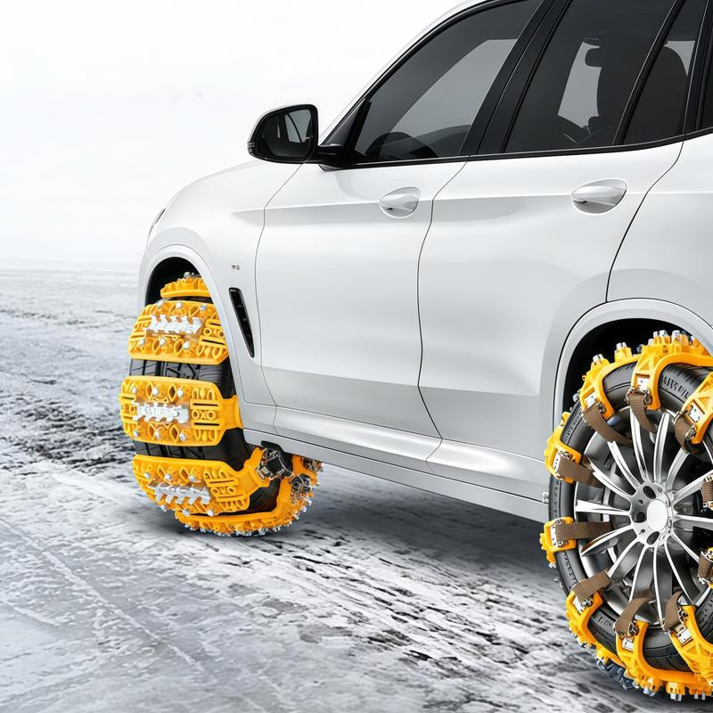 6 Pack Tire Chains Snow Chains with 8Pcs Large Steel Studs for Anti-Skid Traction, Adjustable Reusable Heavy-Duty Safety Chains with Tool & Bag for Cars, Pickup Trucks on Snow, Ice, Mud Roads - Fits Tire Width 165-275Mm
