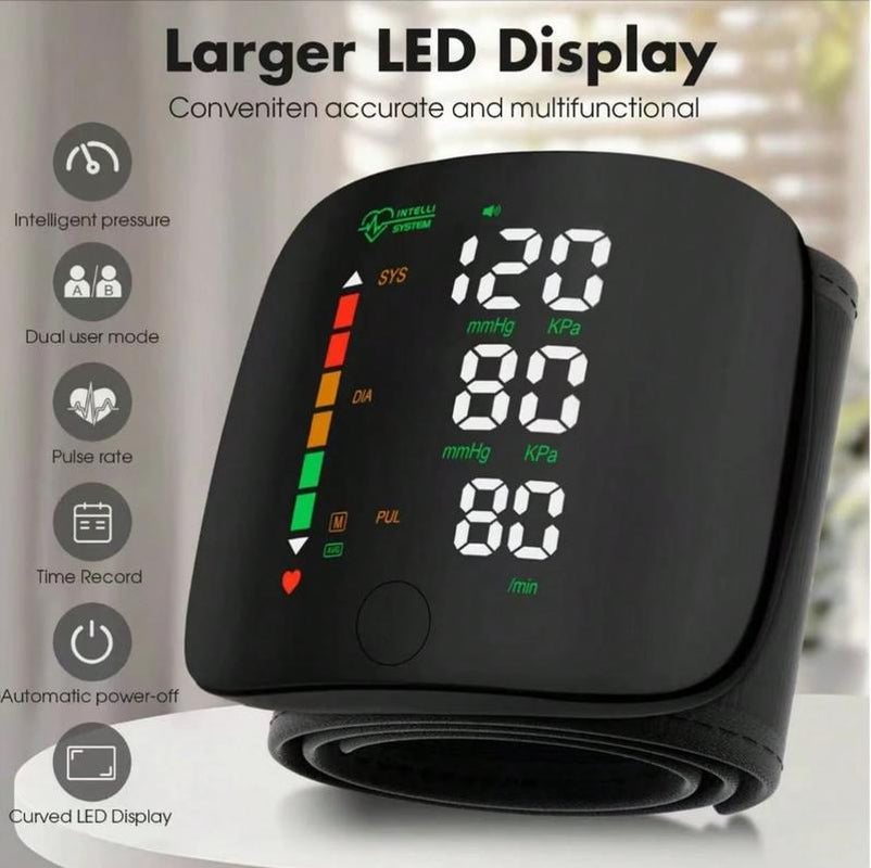 Rechargeable Wrist Blood Pressure Monitor, Automatic Electric Intelligent Blood Pressure Measuring Instrument, Can Retain Measurement Data, Can Measure the Blood Pressure of 2 People, Rechargeable Touch Blood Pressure Monitor