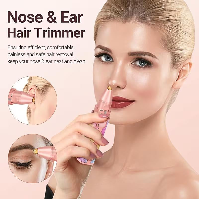 2 in 1 Electric Eyebrow Trimmer, 1 Set Portable Facial Hair Remover, Lip Facial Body Hair Removal Tool with LED Light, Rechargeable Women'S Shaver, Brow Shaper