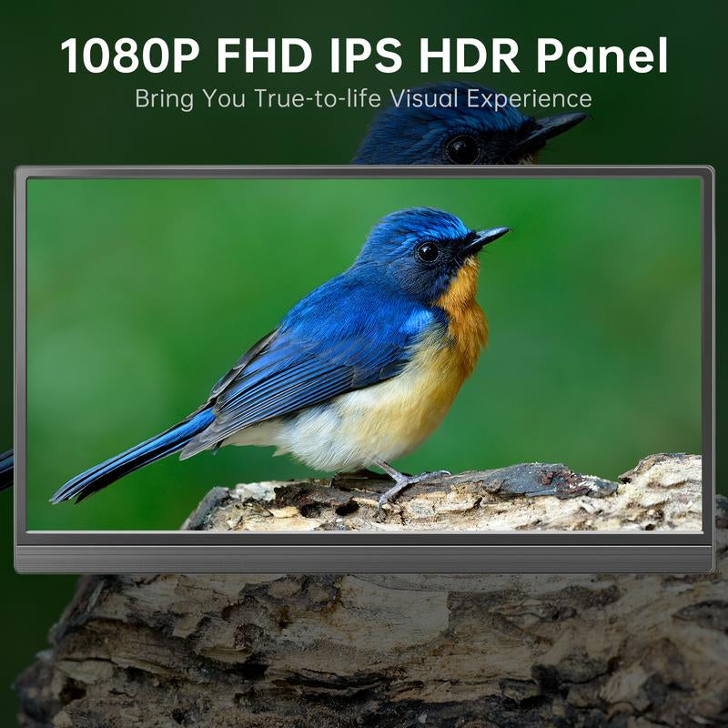 15.6'' Portable Monitor FHD 1080P IPS External Screen USB C HDMI Display with Built-In Kickstand for PC MAC Phone Xbox PS5-A1 Work Monitor