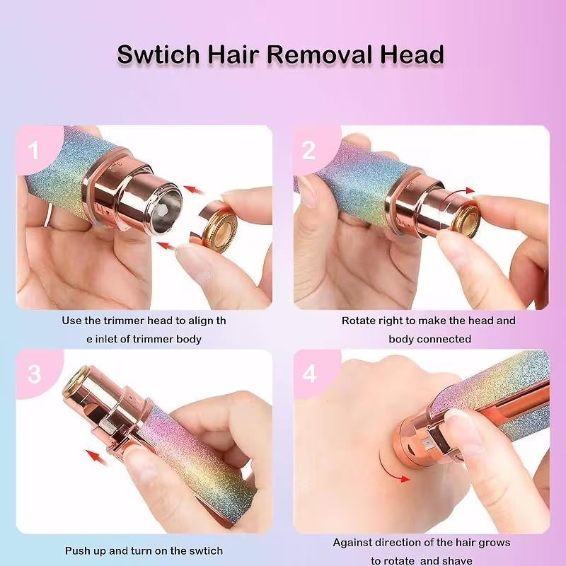 2 in 1 Electric Eyebrow Trimmer, 1 Set Portable Facial Hair Remover, Lip Facial Body Hair Removal Tool with LED Light, Rechargeable Women'S Shaver, Brow Shaper