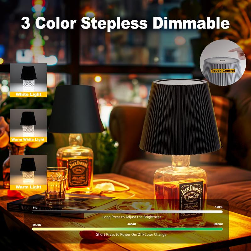 Wireless Wine Bottle Lamp 3 Color Temperature Wine Bottle Lamp Stepless Dimming LED Wine Bottle Lamp Wireless Lamp Suitable for Bedroom Restaurant Bar