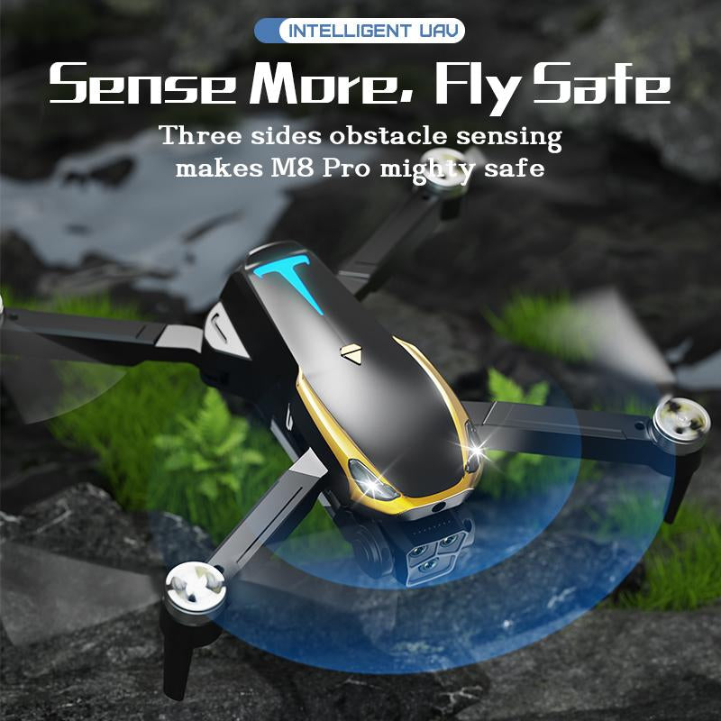 Intelligent UAV M8 Pro Aerial Drone 2025 with 4K UHD EIS Camera GPS 5G Wifi FPV Brushless Motors Optical Flow Smart Obstacle Avoidance Auto Return 360° Stunt Roll Dual Batteries
