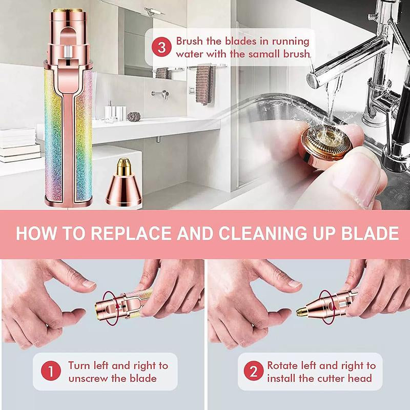 2 in 1 Electric Eyebrow Trimmer, 1 Set Portable Facial Hair Remover, Lip Facial Body Hair Removal Tool with LED Light, Rechargeable Women'S Shaver, Brow Shaper