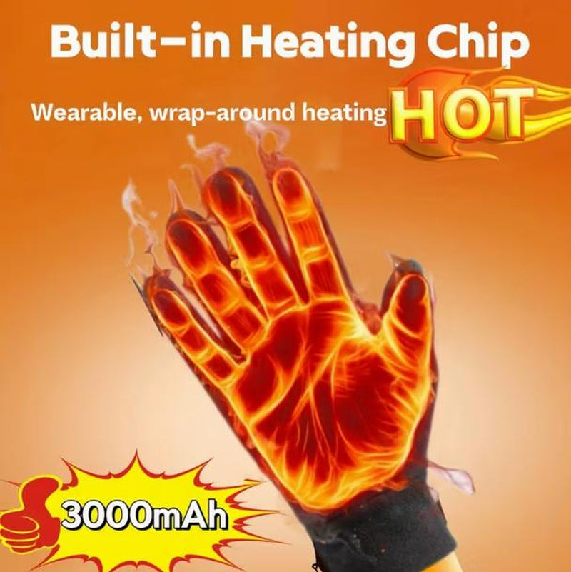 Electric Heated Gloves with Detachable Thumb and Index Finger, Three Temperature Settings, Rechargeable Hand Warmer, Insulated Gloves, Cycling Gloves, 3000Mah Battery (Removable for Cleaning), Ideal for Cycling, Gaming, and More, Christmas Gift