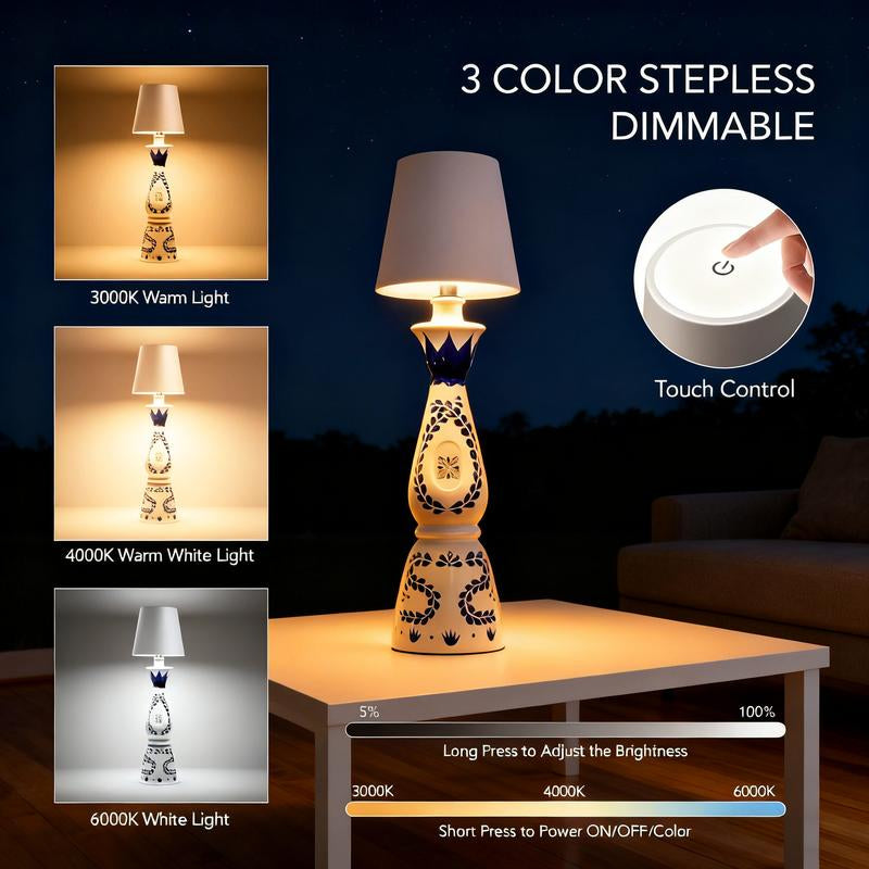 Wireless Wine Bottle Lamp 3 Color Temperature Wine Bottle Lamp Stepless Dimming LED Wine Bottle Lamp Wireless Lamp Suitable for Bedroom Restaurant Bar