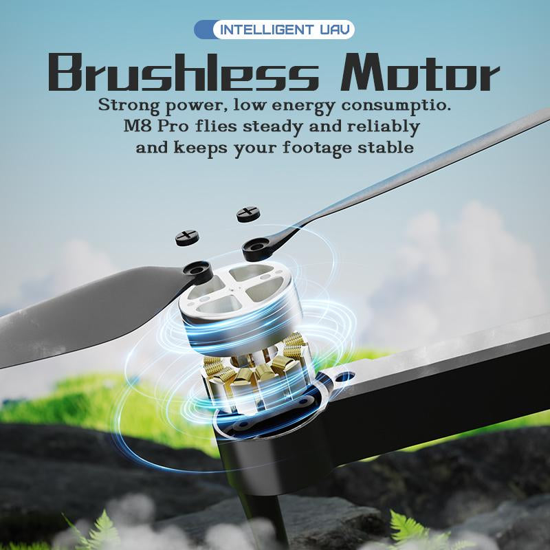 Intelligent UAV M8 Pro Aerial Drone 2025 with 4K UHD EIS Camera GPS 5G Wifi FPV Brushless Motors Optical Flow Smart Obstacle Avoidance Auto Return 360° Stunt Roll Dual Batteries