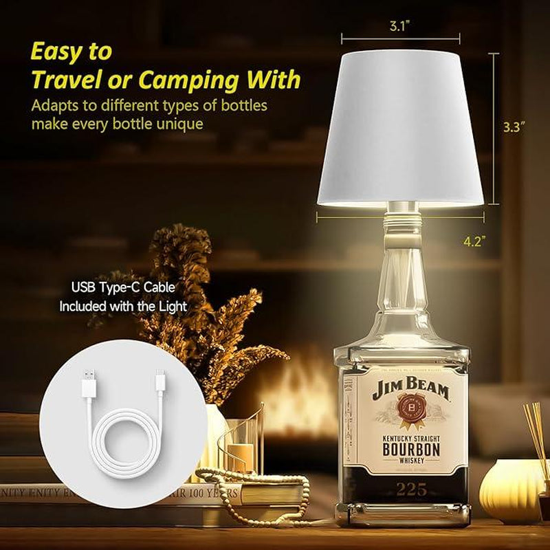 Wireless Wine Bottle Lamp 3 Color Temperature Wine Bottle Lamp Stepless Dimming LED Wine Bottle Lamp Wireless Lamp Suitable for Bedroom Restaurant Bar
