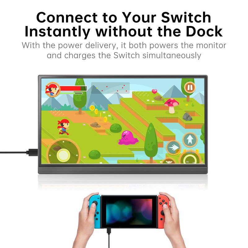 15.6'' Portable Monitor FHD 1080P IPS External Screen USB C HDMI Display with Built-In Kickstand for PC MAC Phone Xbox PS5-A1 Work Monitor