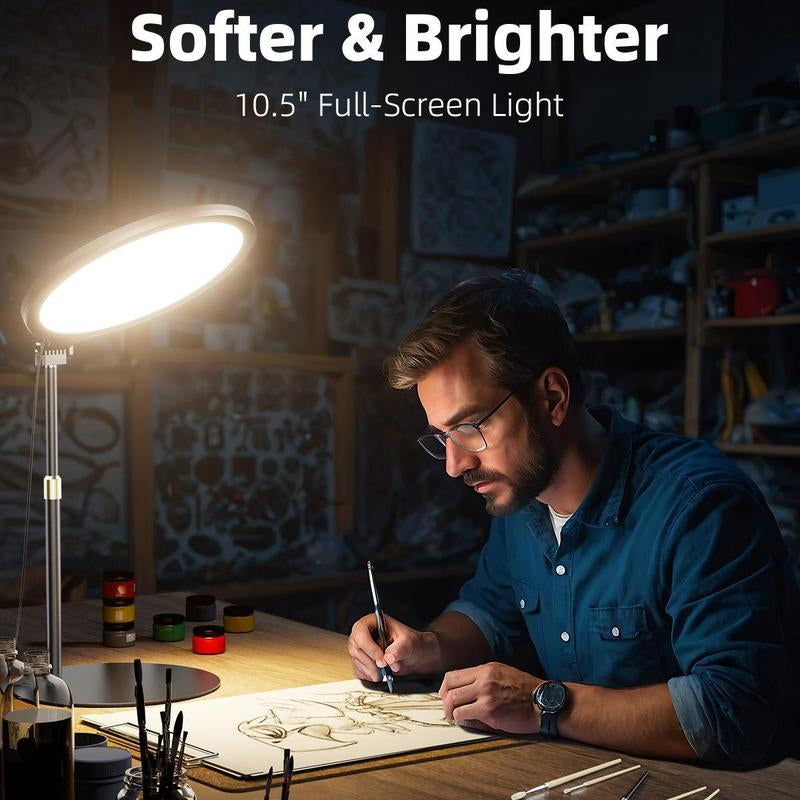 All-In-One Content Creator Kit: 10.5" Ring Light with Stand for Flawless Skin | Includes Phone Clip & Adjustable Laptop Light | Perfect for Streaming, Podcasts, Meetings.