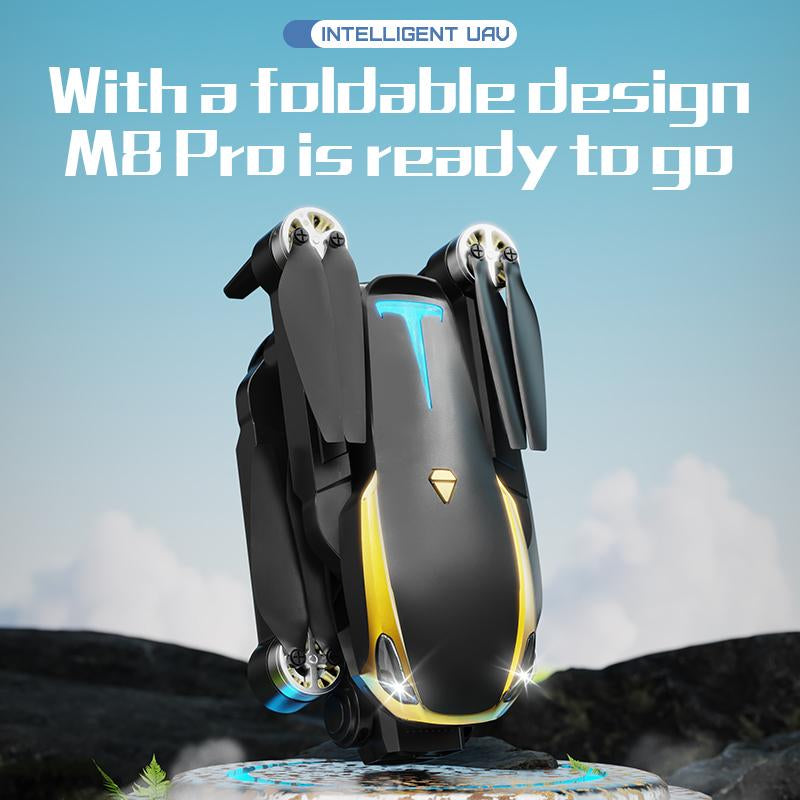 Intelligent UAV M8 Pro Aerial Drone 2025 with 4K UHD EIS Camera GPS 5G Wifi FPV Brushless Motors Optical Flow Smart Obstacle Avoidance Auto Return 360° Stunt Roll Dual Batteries