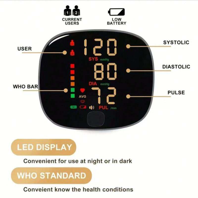 Rechargeable Wrist Blood Pressure Monitor, Automatic Electric Intelligent Blood Pressure Measuring Instrument, Can Retain Measurement Data, Can Measure the Blood Pressure of 2 People, Rechargeable Touch Blood Pressure Monitor