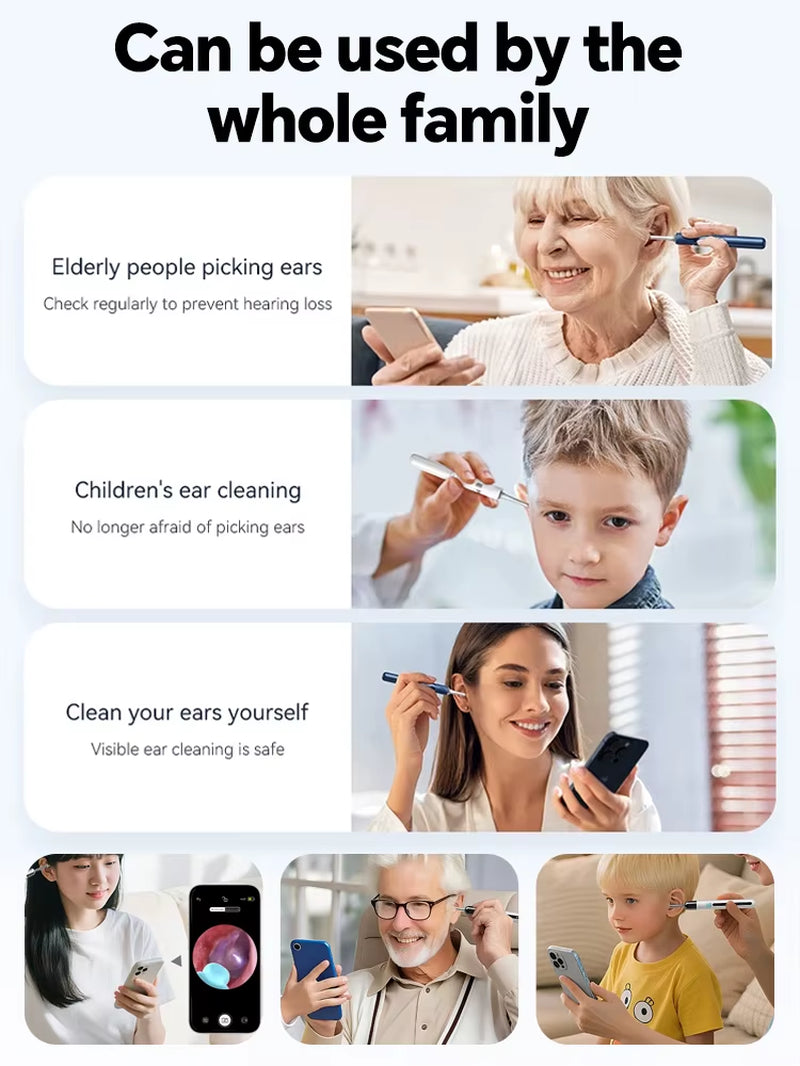 Generation-2,Visual Ear Wax Cleaner Camera Safe Earwax Removal Endoscope Ear Cleaning Tools Ear Care,Black,White Styles,Hot Sale